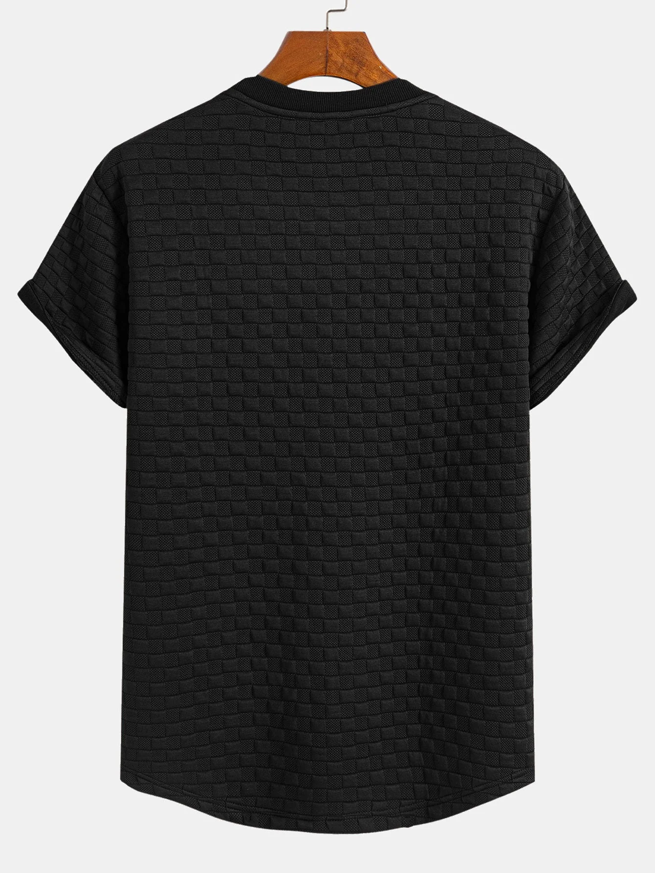 Ramon® | Checkerboard Jacquard Arc Hem T-Shirt - Image 4