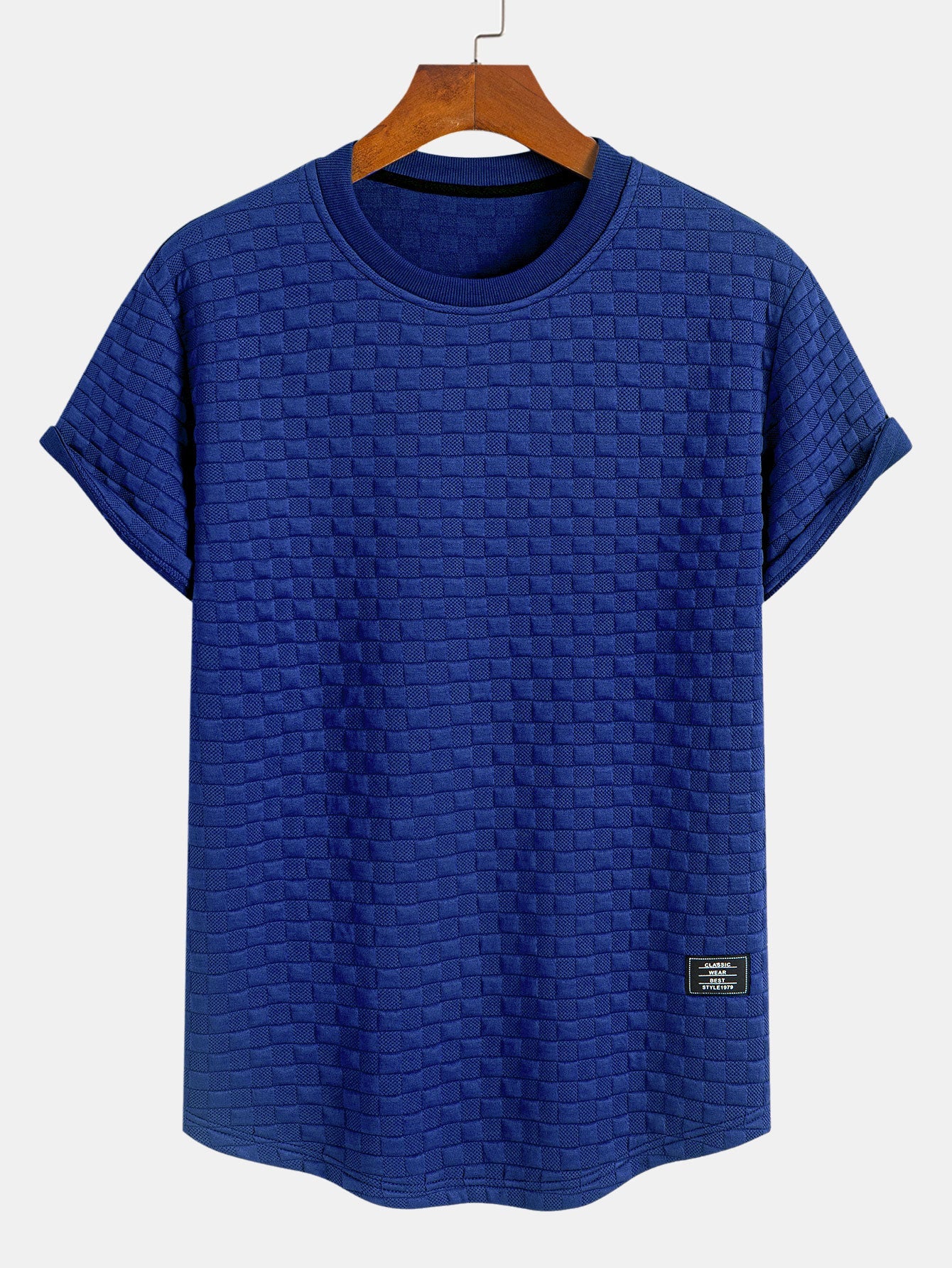 Ramon® | Checkerboard Jacquard Arc Hem T-Shirt - Image 7