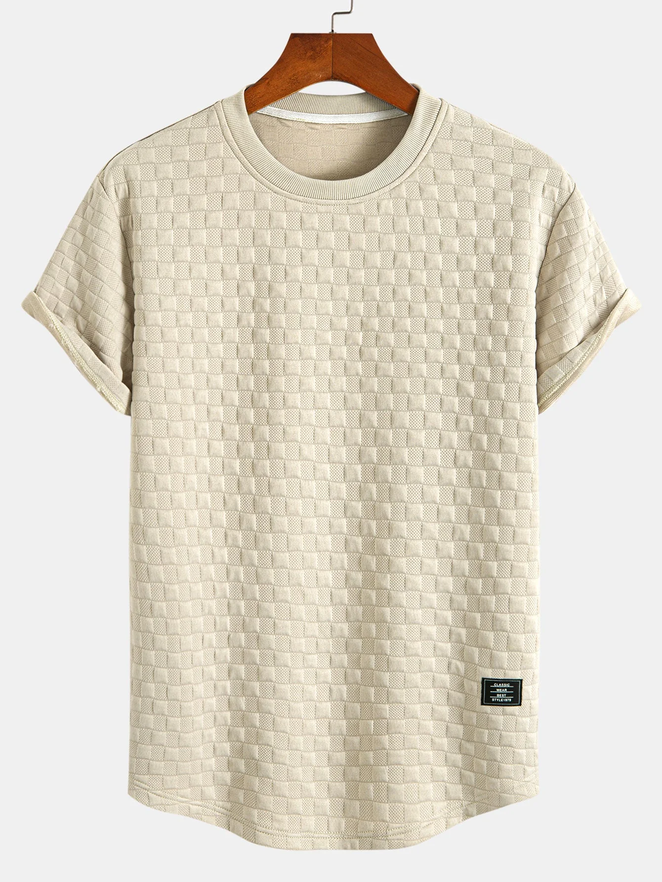 Ramon® | Checkerboard Jacquard Arc Hem T-Shirt - Image 8
