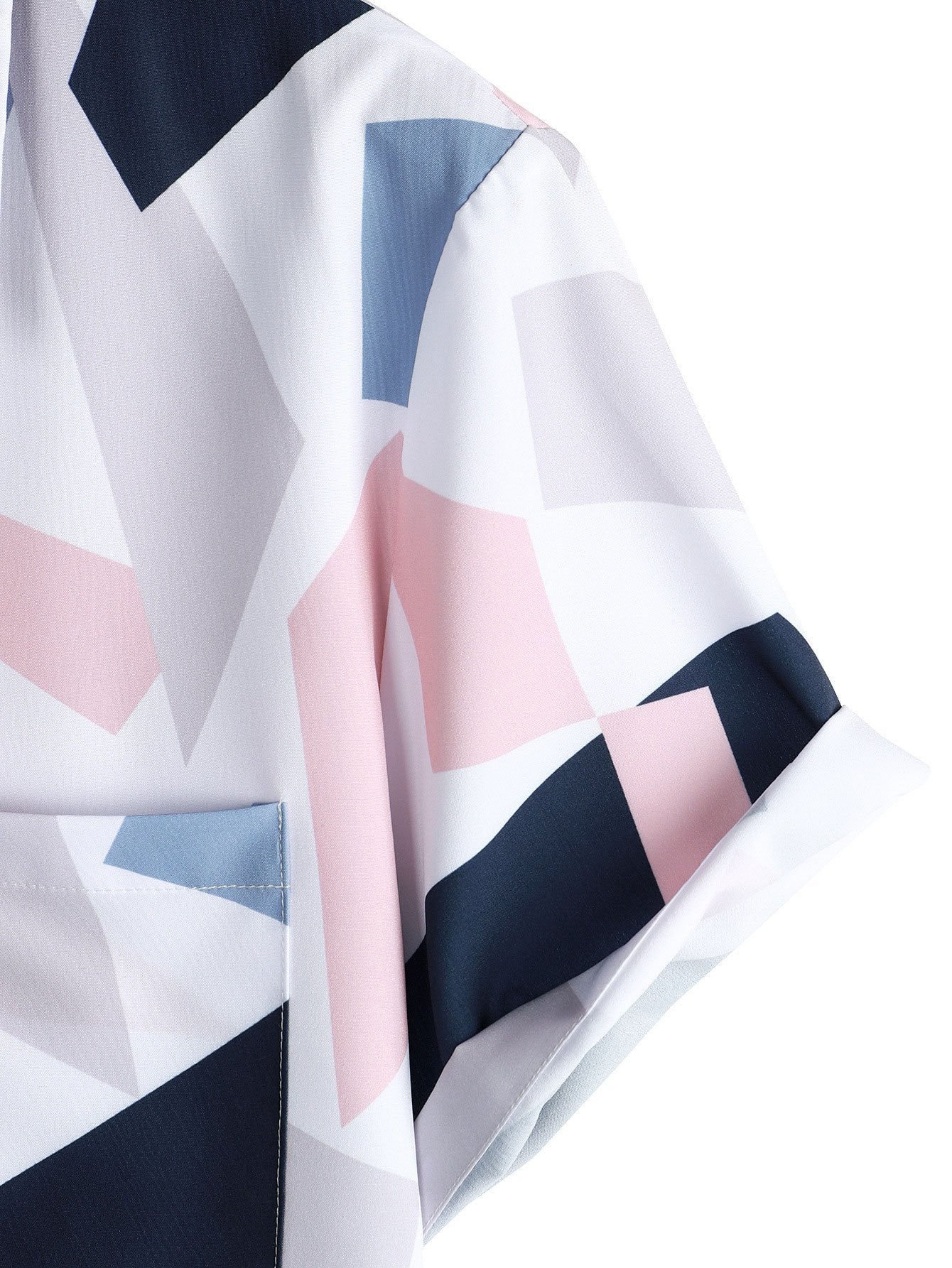 Ramón® | Geometric Print Button Up Shirt With Pocket - Image 4
