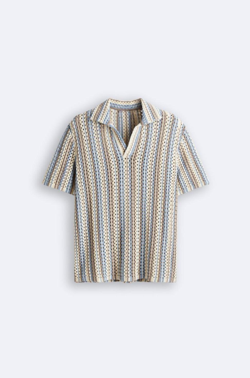 Ramsés® | Retro Knit Polo Shirt for Men – Cotton Perforated Summer Top with Johnny Collar - Image 5