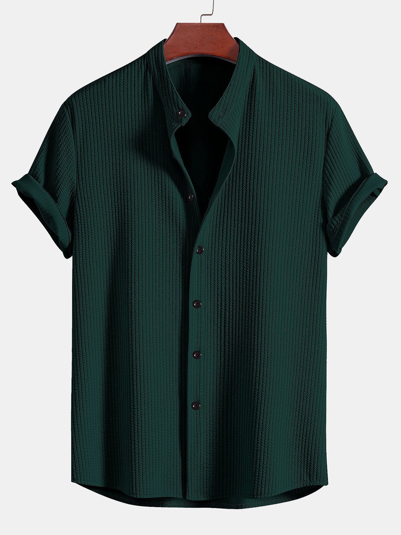 Randy® | Muscle Fit Ribbed Stand Collar Shirt & Shorts - Image 9