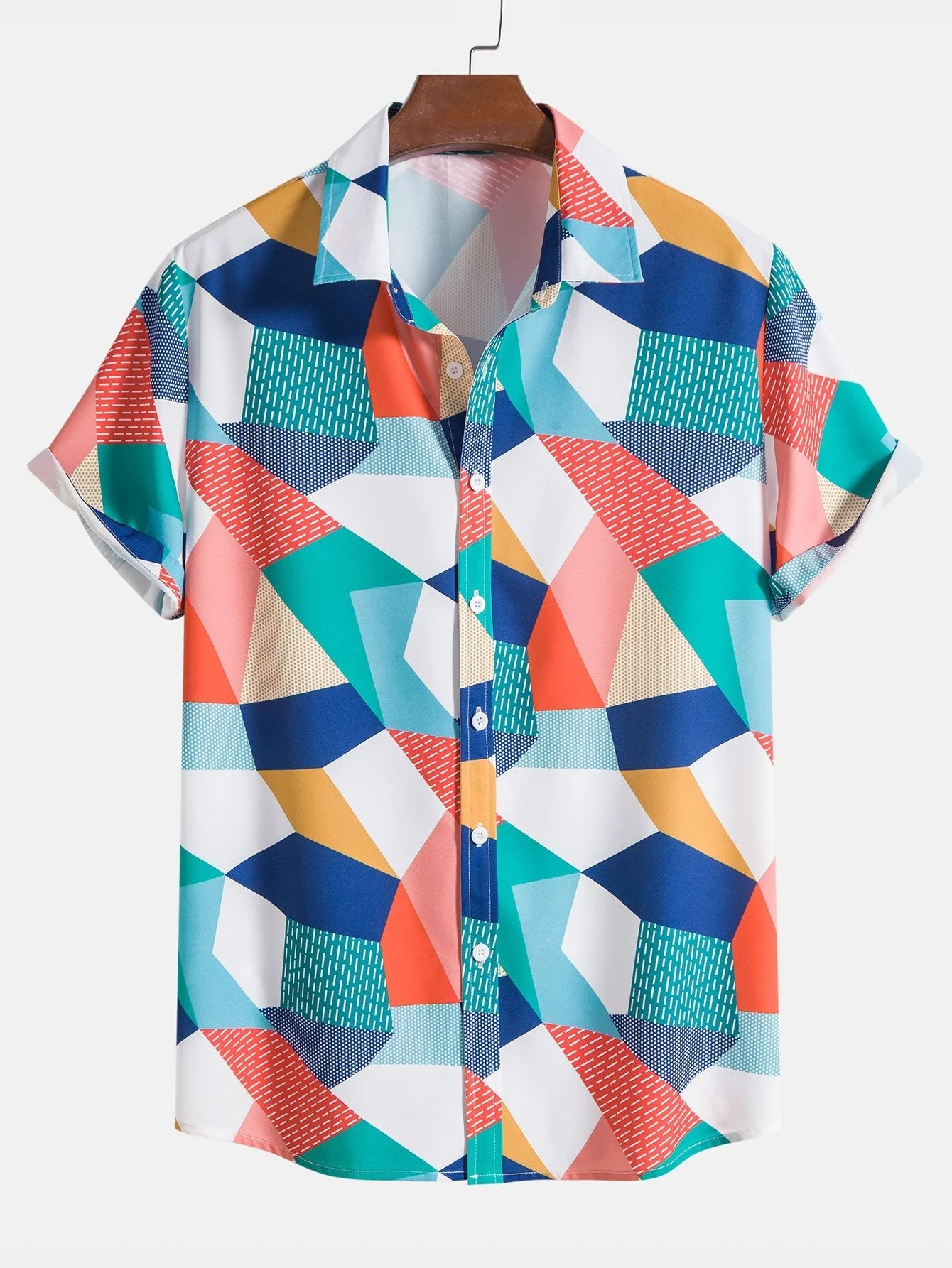 Raúl® | Color Block Geometric Print Shirt & Swim Shorts - Image 3