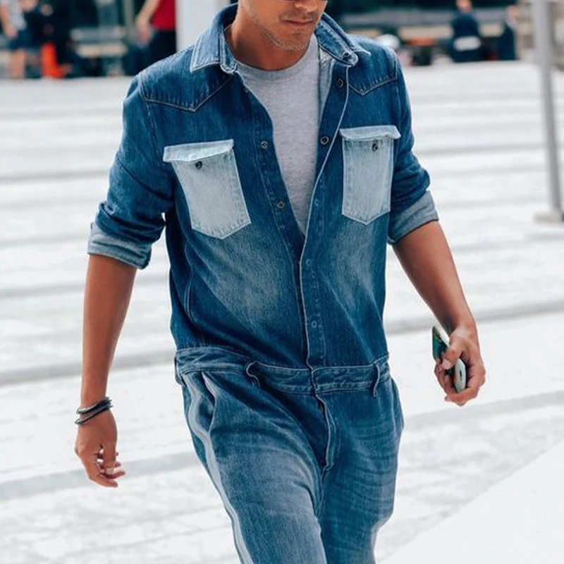 Raul | Men'S Spring And Autumn Long Sleeve Long Pants Denim Jumpsuit - Image 2