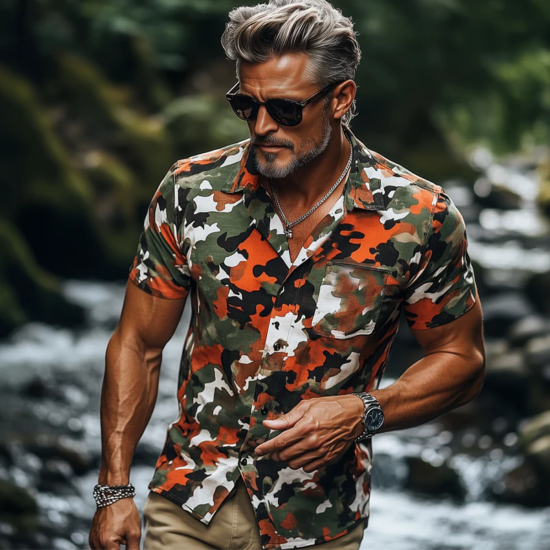 Raymond | Men'S Summer Fashion Camouflage Short Sleeve Shirt - Image 3