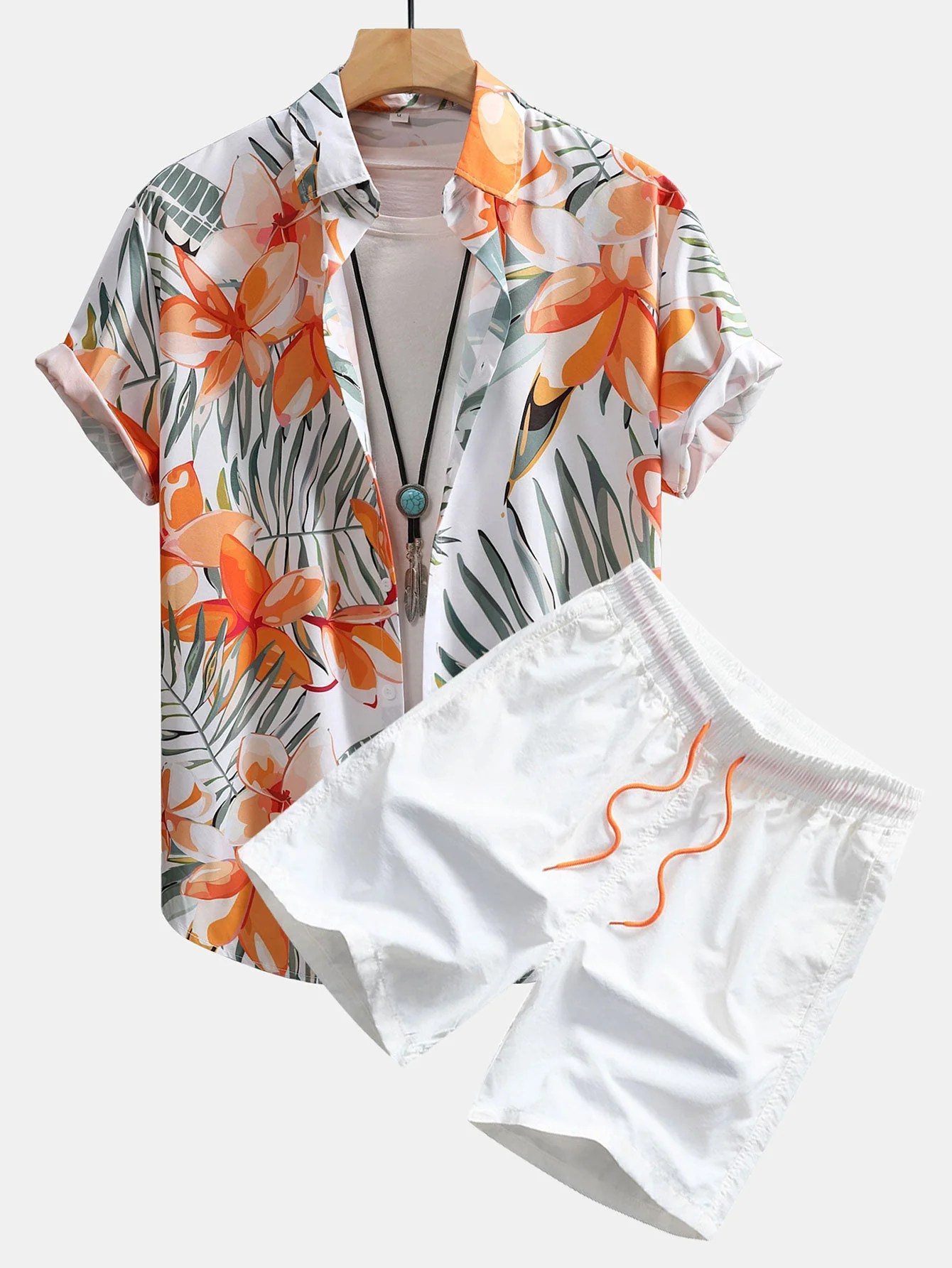 Rex® | Flower Plants Print Button Up Shirt & Swim Shorts - Image 2