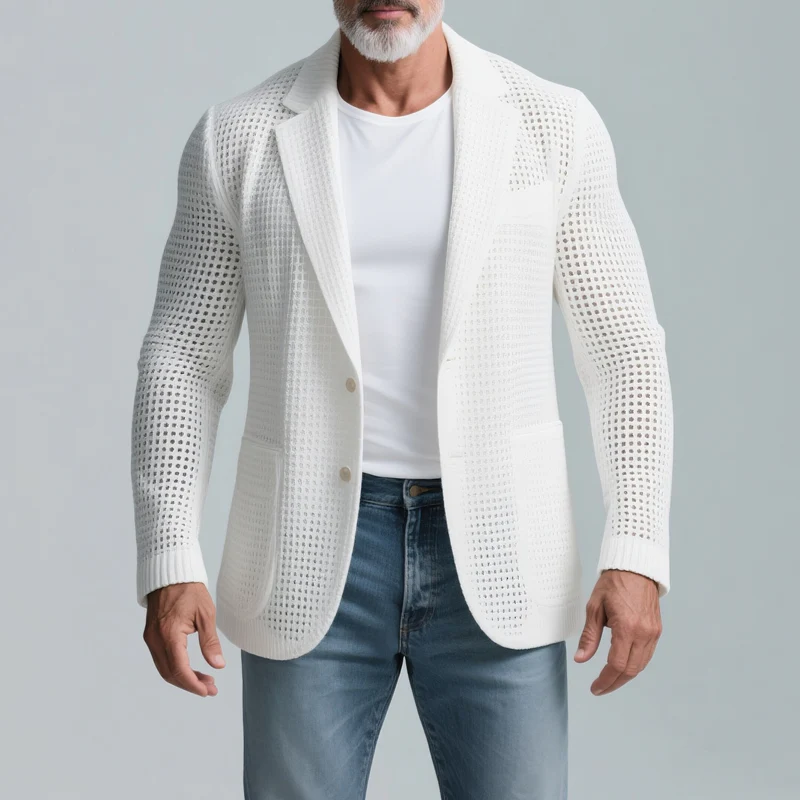 Rhett | Men'S Solid Knit Notch Lapel Two Buttons Casual Blazer - Image 2