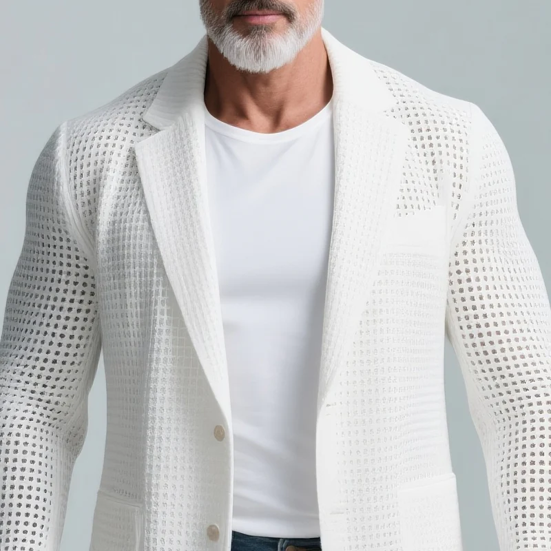 Rhett | Men'S Solid Knit Notch Lapel Two Buttons Casual Blazer - Image 3