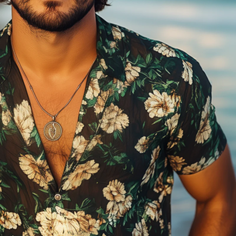 Ricardo | Men'S Summer Casual Chiffon Printed Short Sleeve Shirt - Image 4