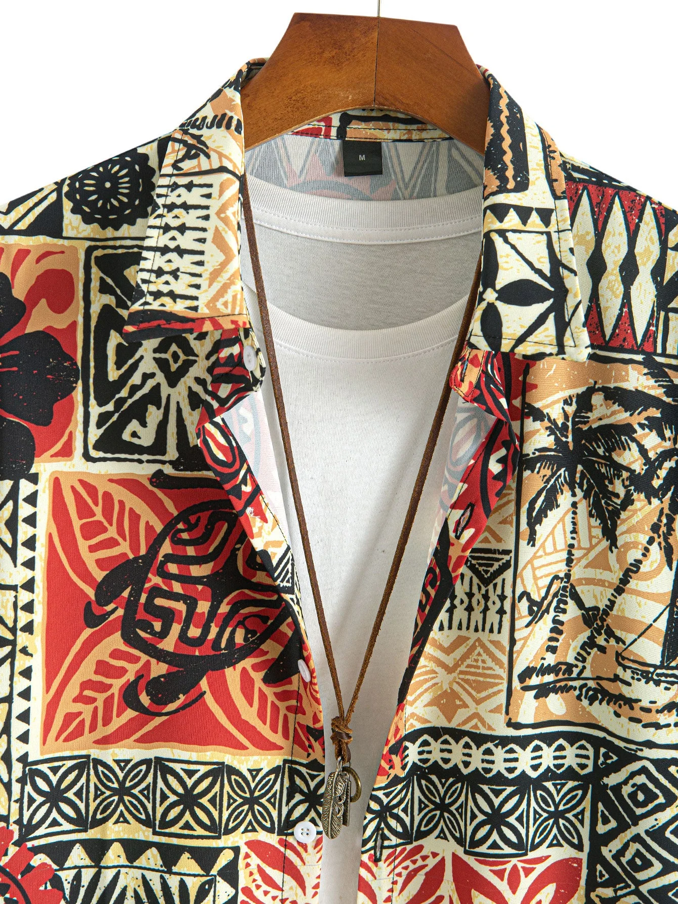 RickĀ® | Palm Tree Turtle Ethnic Geometry Print Button Up Shirt & Swim Shorts - Image 7
