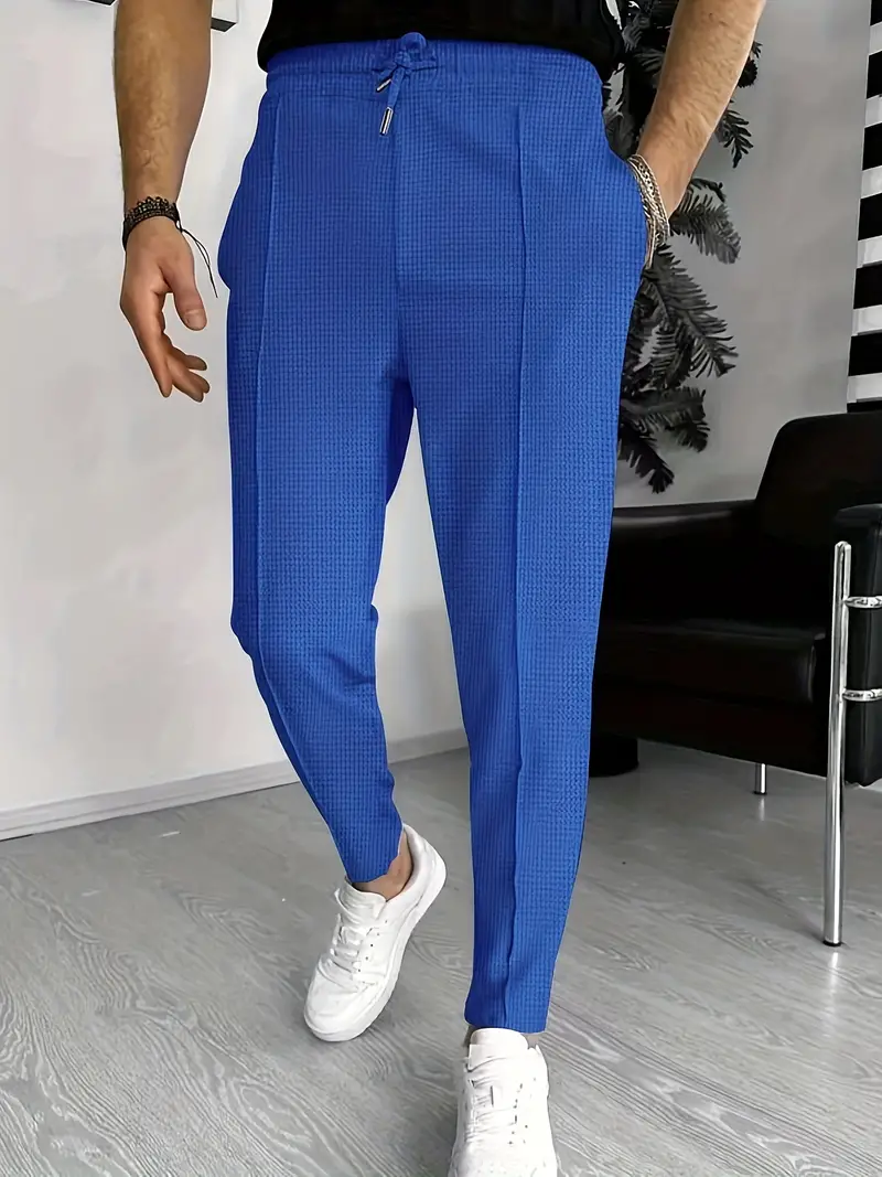 Rigoberto® | Waffle Pattern Drawstring Track Pants For Men - Image 5