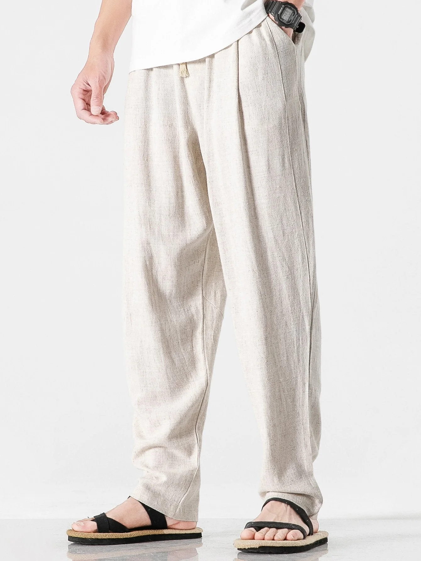 RobĀ® | Relax Fit Harem Pants In Linen And Cotton Mix - Image 2