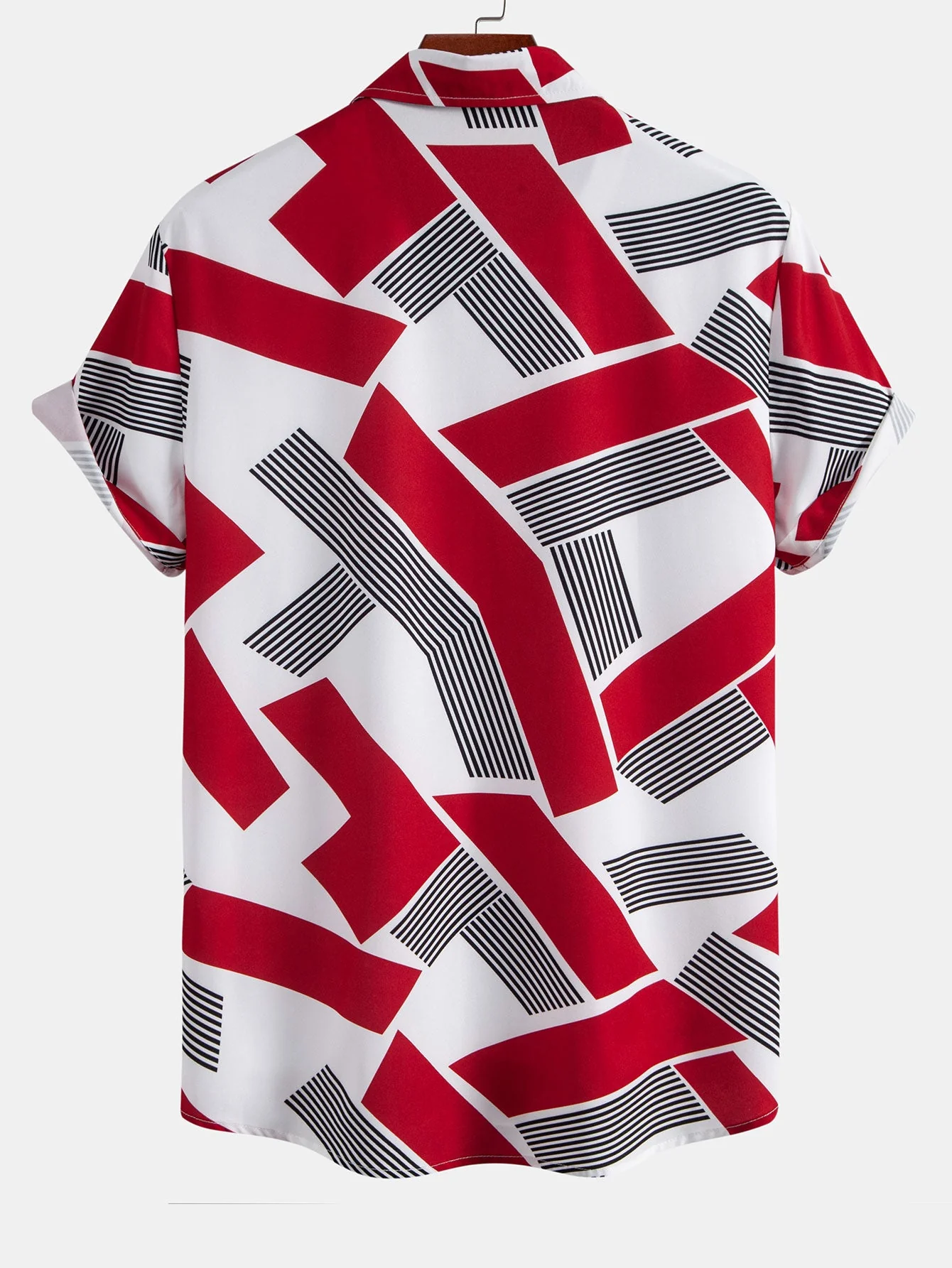 Roberto® | Color Block Geometry Print Button Up Shirt - Image 4