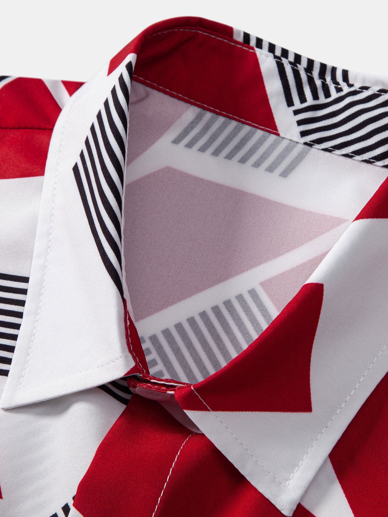 Roberto® | Color Block Geometry Print Button Up Shirt - Image 8