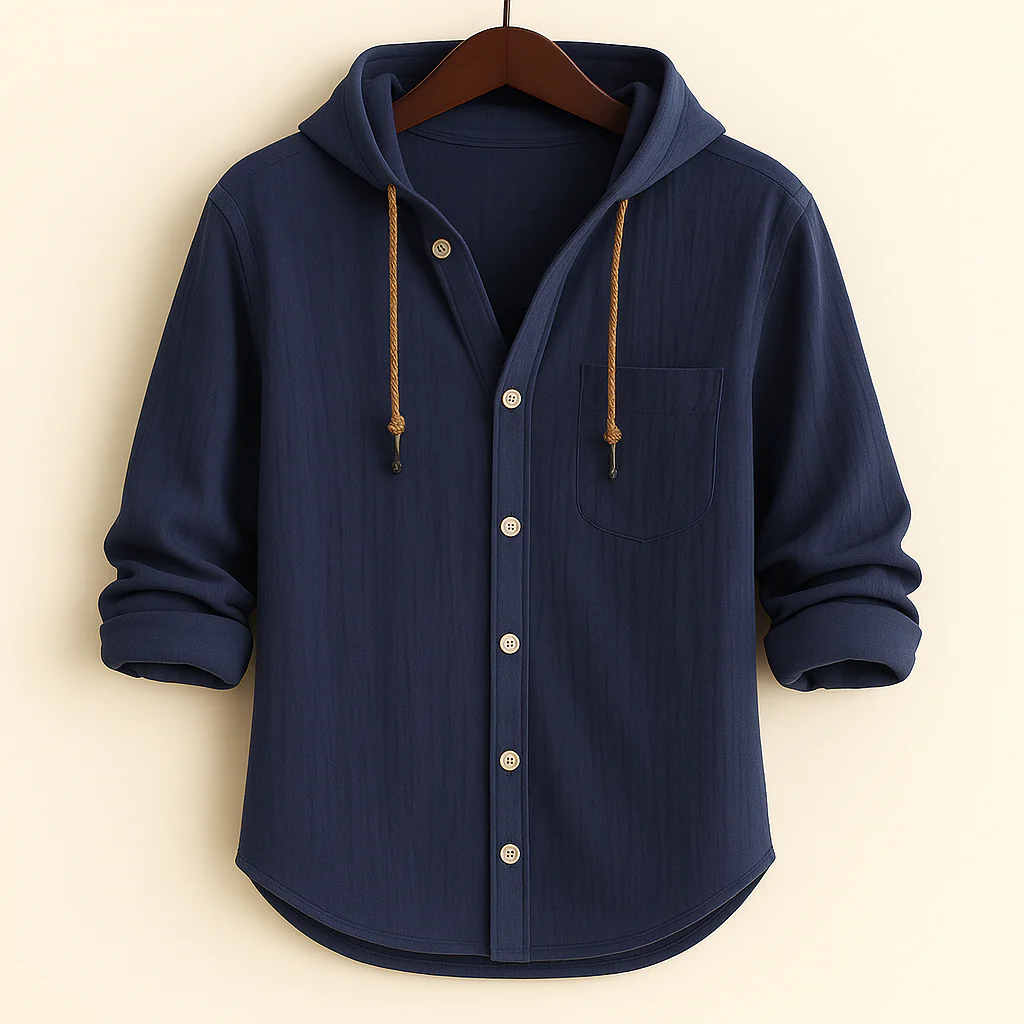 Roberto | LUXURY SOFT COTTON SHIRT WITH HOOD - Image 2