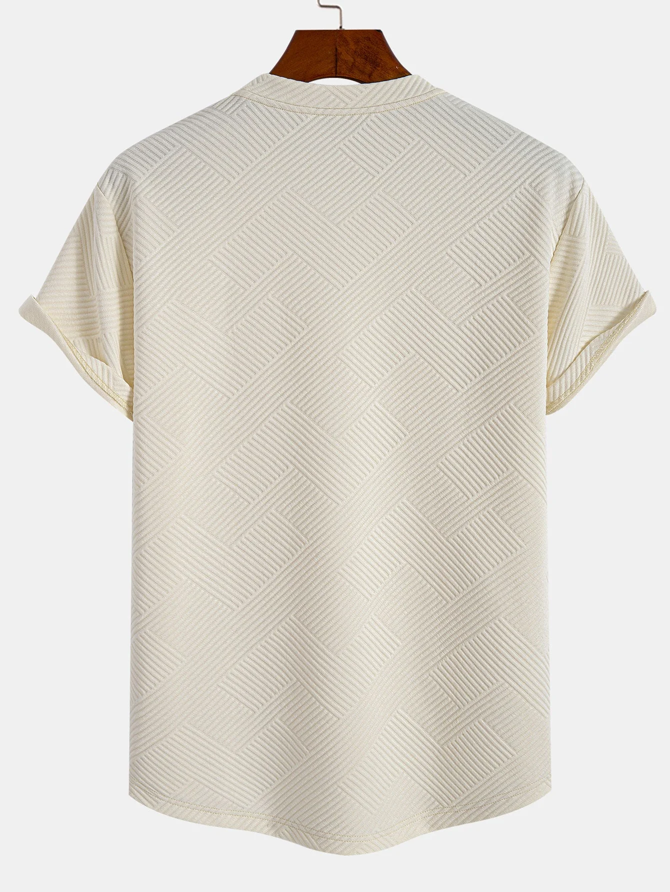 Robin® | Short Sleeve Stripe Jacquard Arc Hem T-Shirt - Image 8