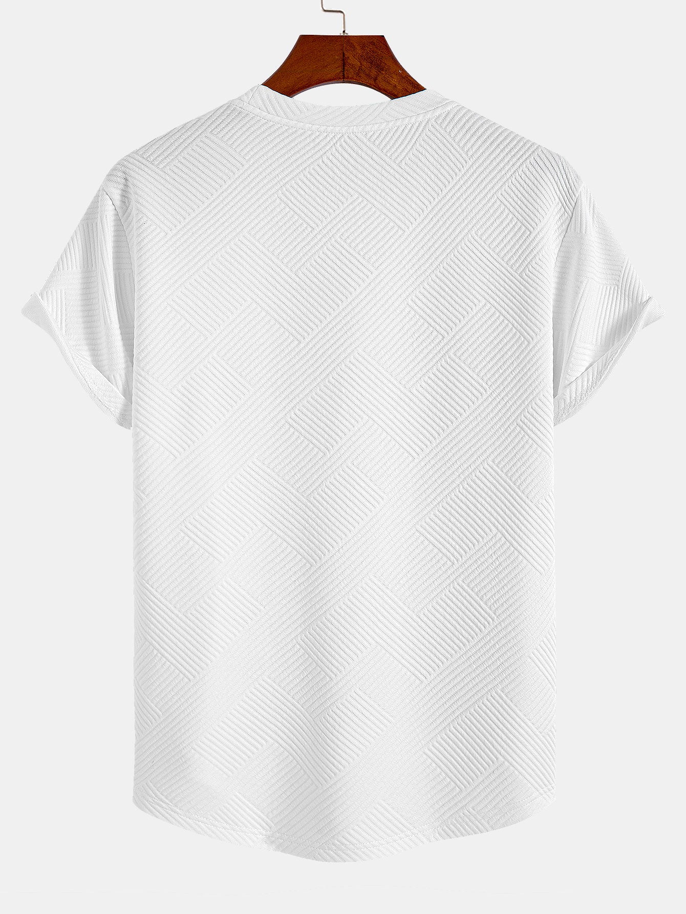 Robin® | Short Sleeve Stripe Jacquard Arc Hem T-Shirt - Image 9