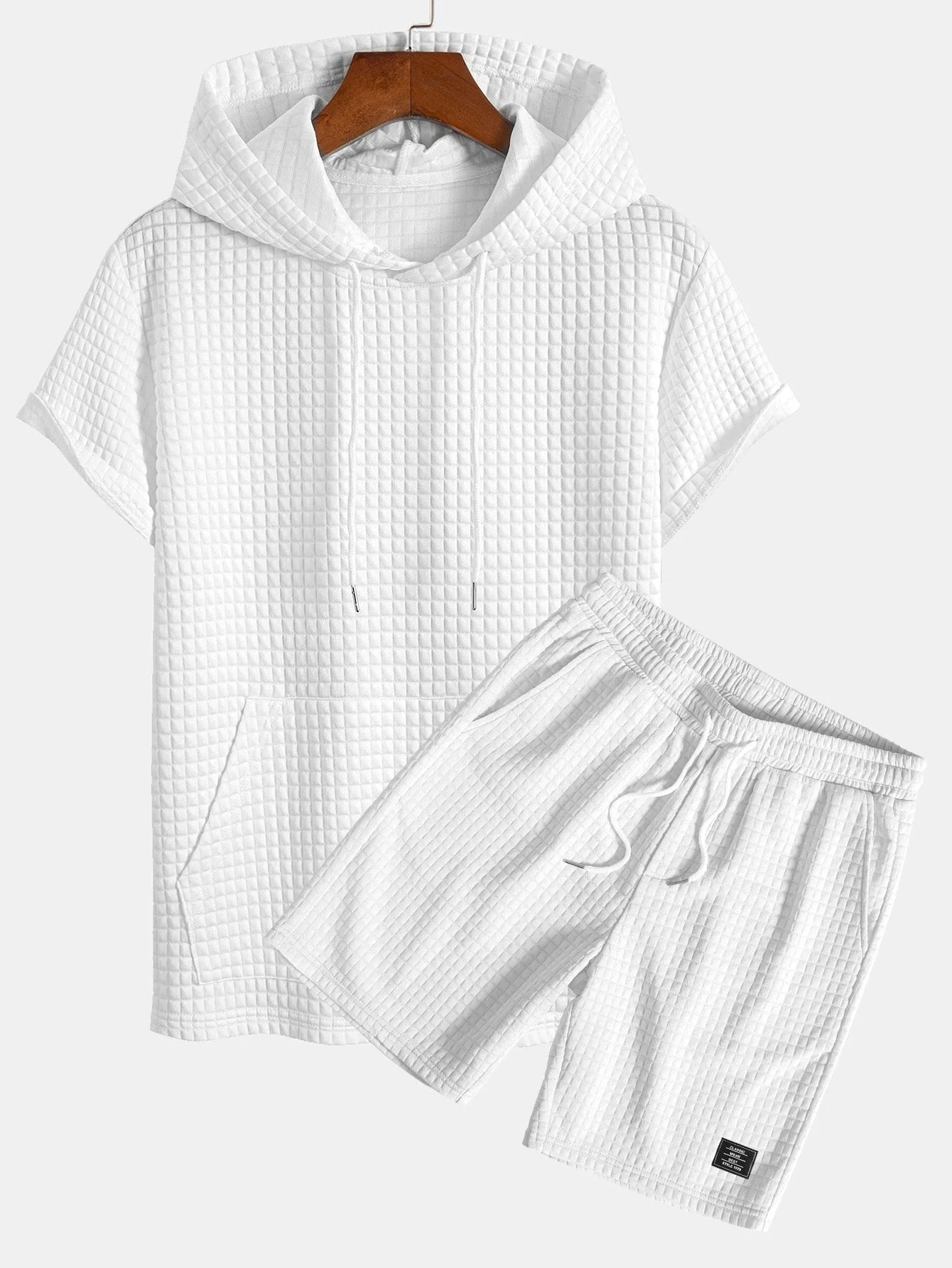 Rocco® | Kangaroo Pocket Waffle Hooded T-Shirt & Shorts - Image 4