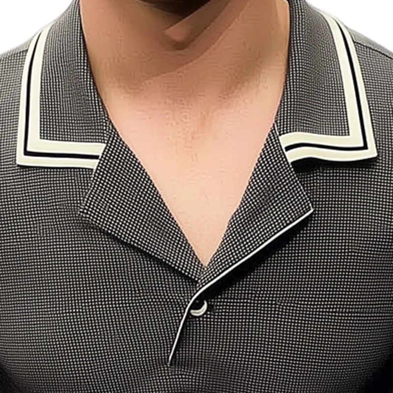 Rodolfo | Men'S Business Notch Lapel Stitching Short-Sleeved T-Shirt - Image 3