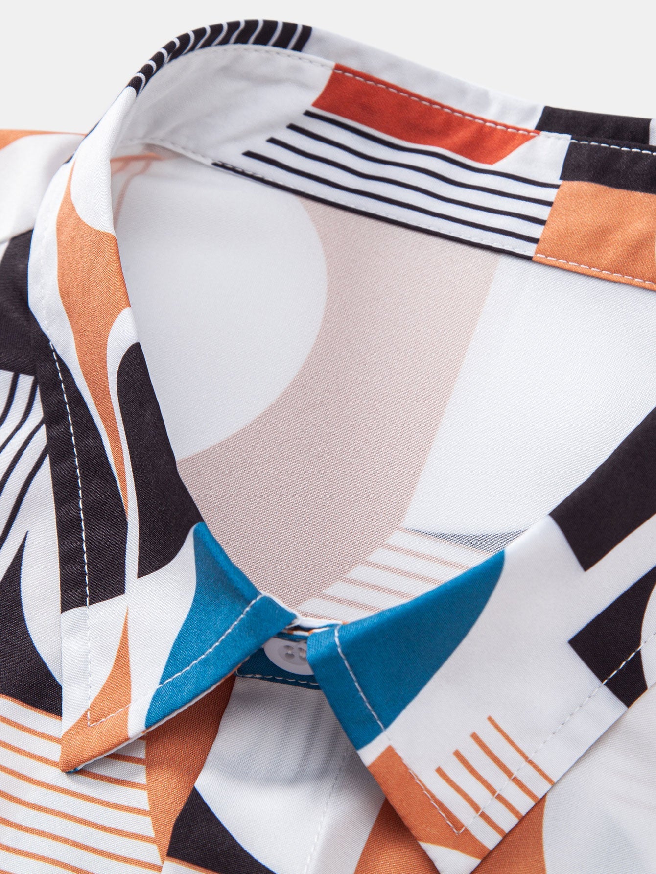Rodrigo® | Color Block Geometry Print Button Up Shirt & Drawstring Swim Shorts - Image 9