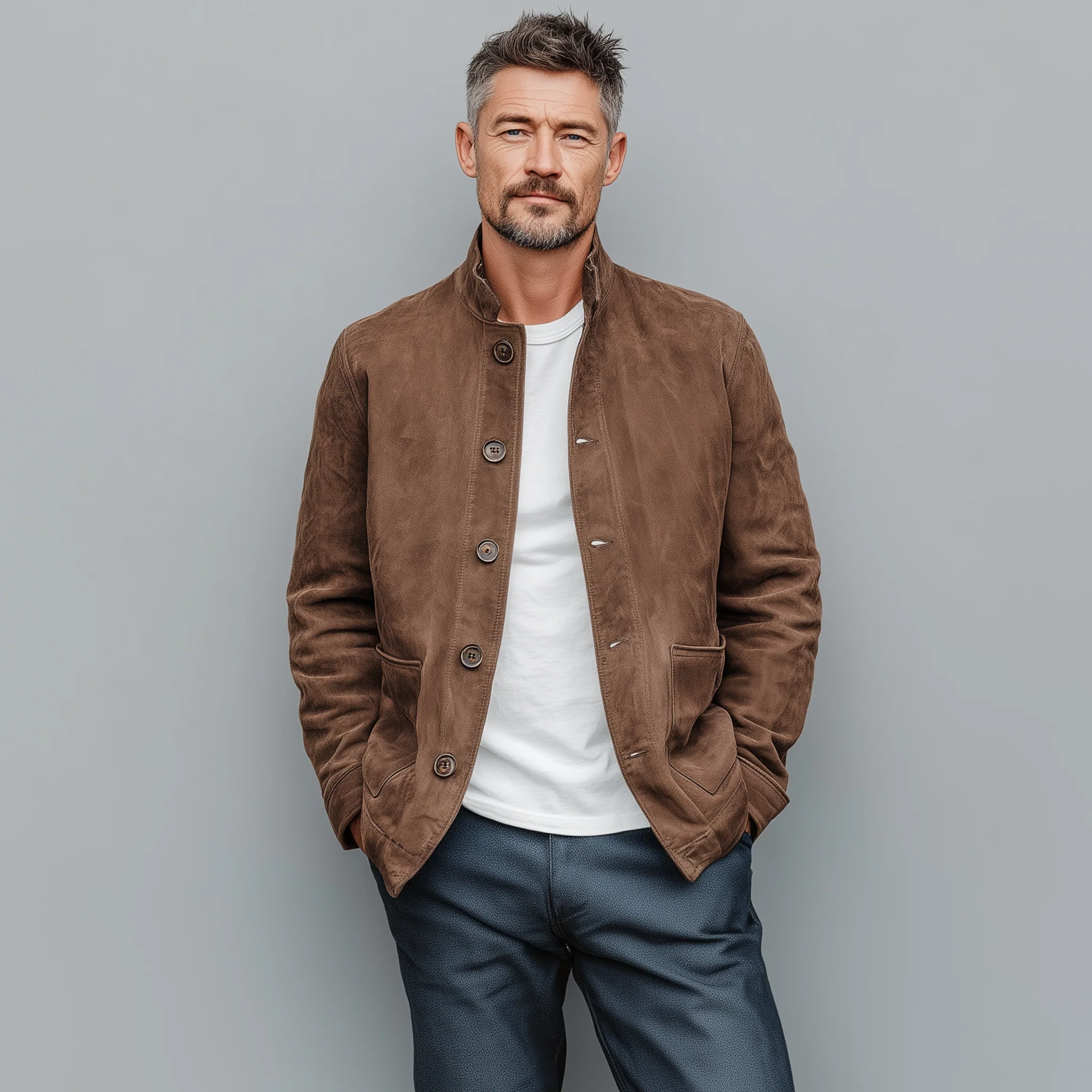 Rodrigo | Men'S Retro Casual Thin Suede Wooden Button Stand Collar Jacket - Image 4