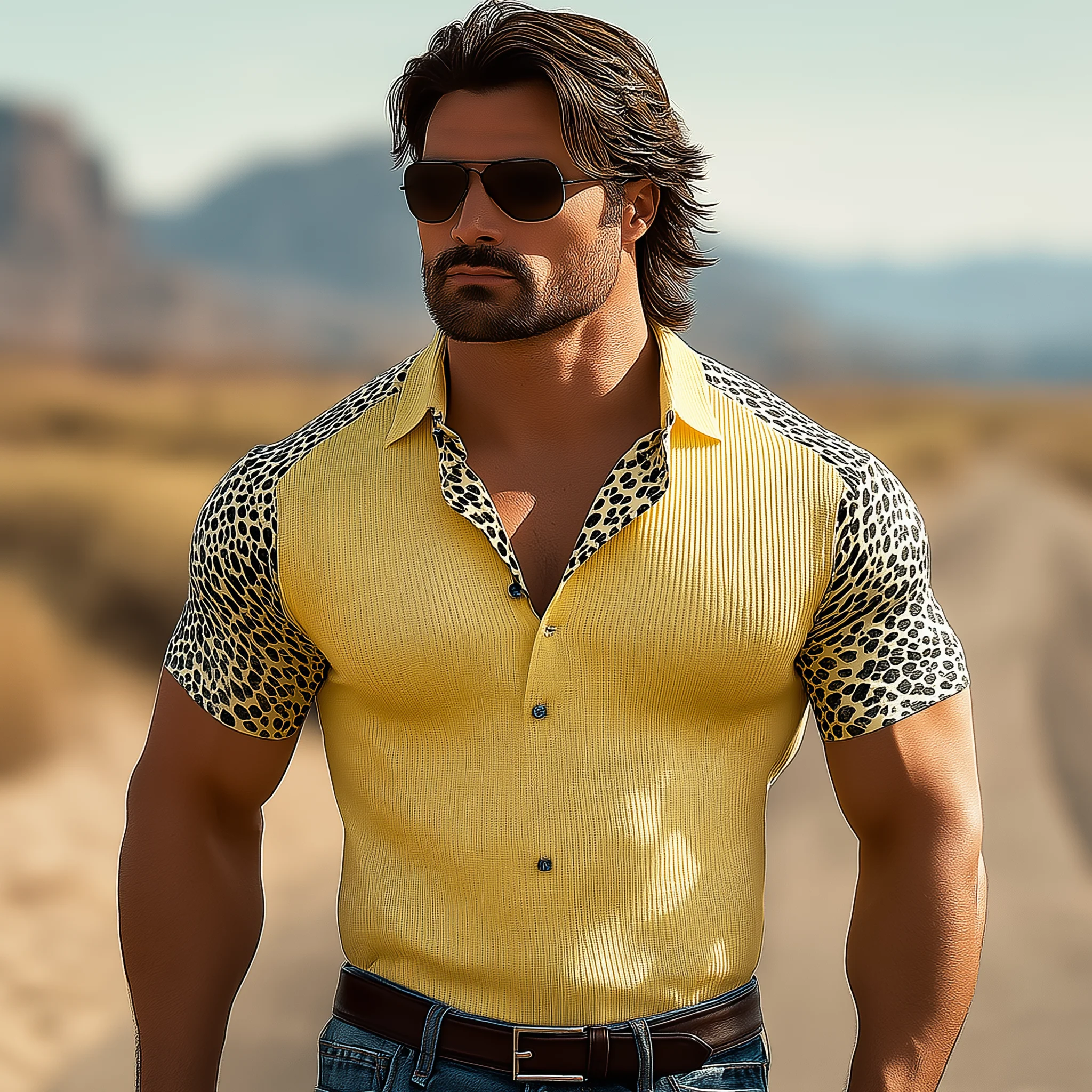 Roger | Men'S Summer Breathable Leopard Print Knitted Stretch Short Sleeve Polo Shirt - Image 5