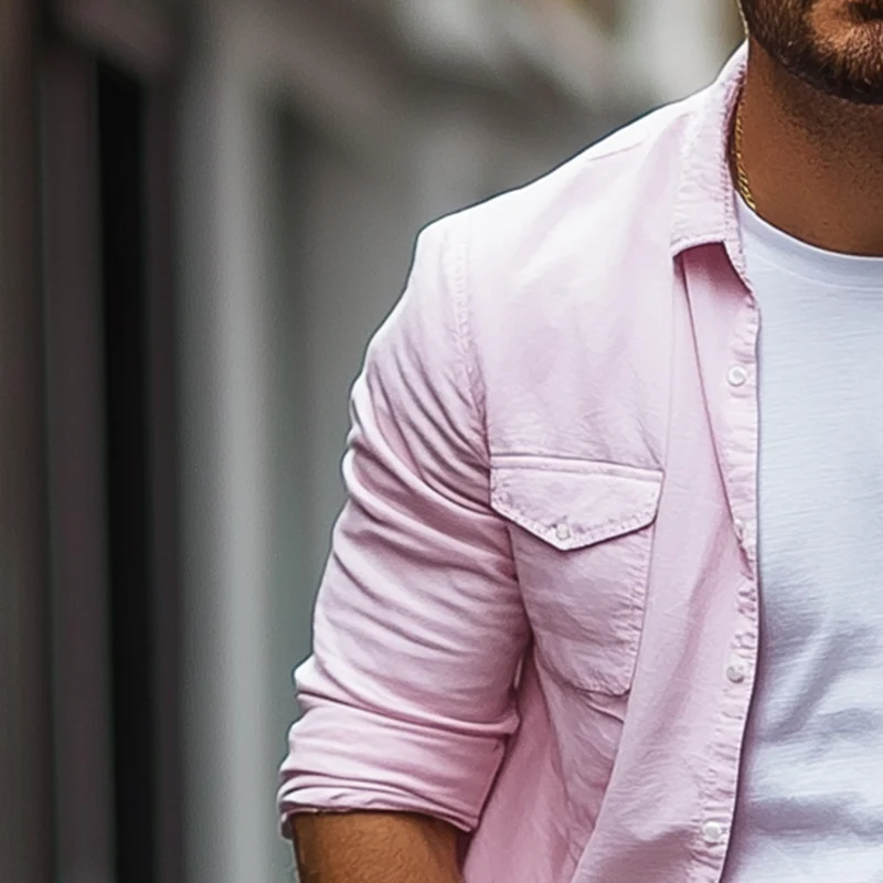 Roman | Men'S Basic Solid Color Cotton Blend Long Sleeve Shirt - Image 3