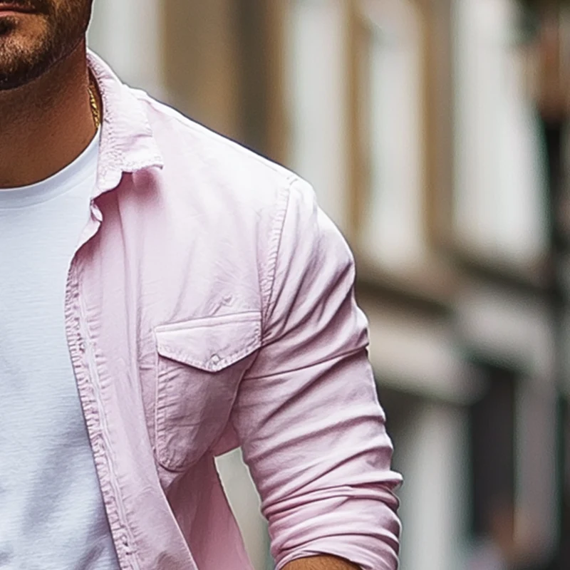Roman | Men'S Basic Solid Color Cotton Blend Long Sleeve Shirt - Image 4