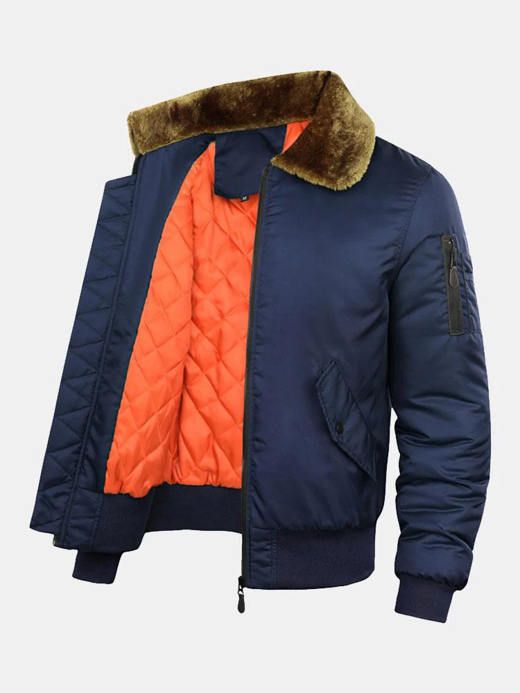 Ronan | Quilted Lined Bomber Jacket With Faux Fur Collar - Image 5