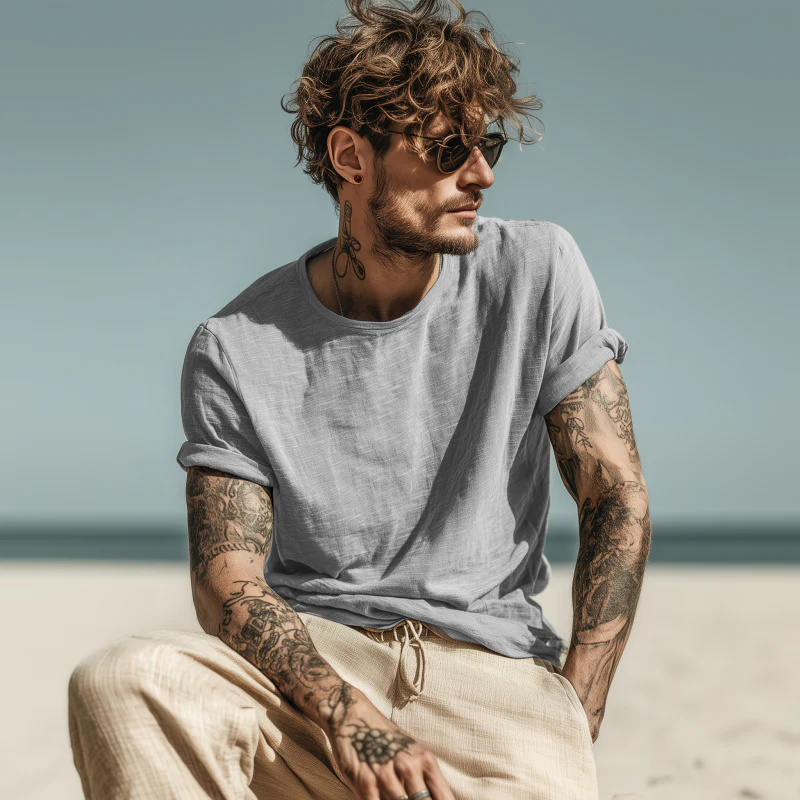 Rory | Men'S Casual Breathable Skin-Friendly Cotton Round Neck Slim Short-Sleeved T-Shirt - Image 3