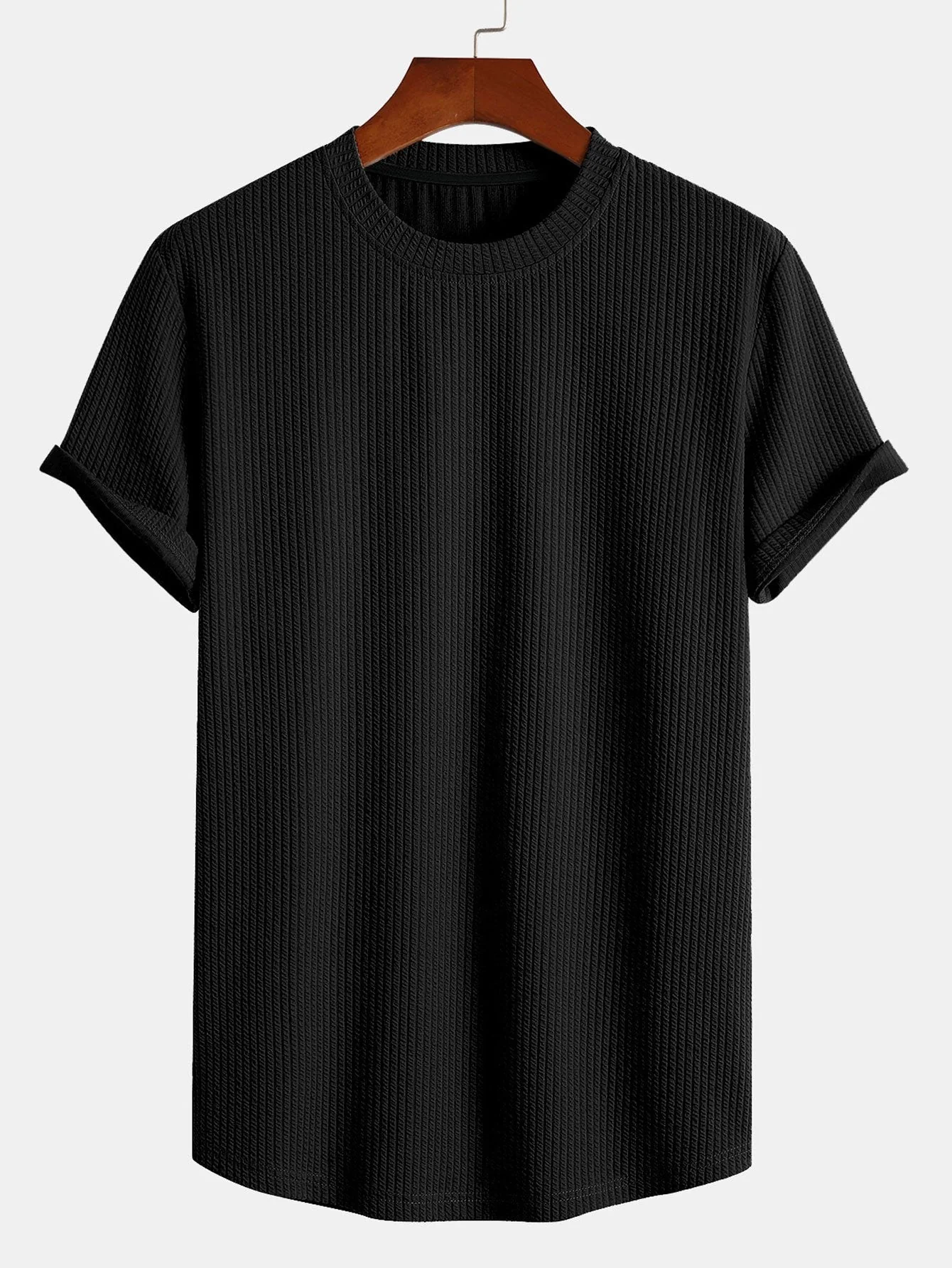 Ross® | Muscle Fit Ribbed Arc Hem T-Shirt - Image 2
