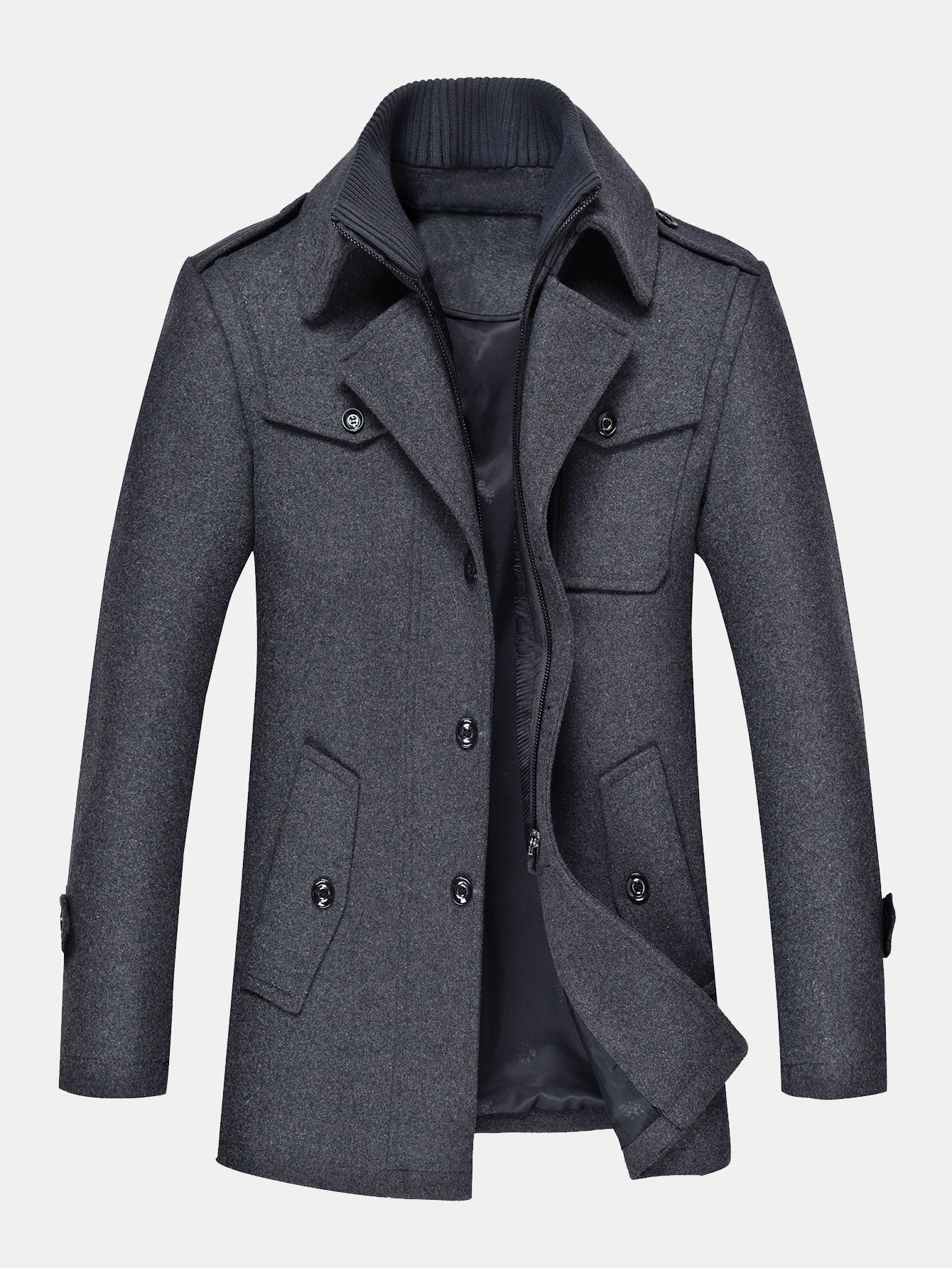 Rowan | Double Layer Detachable Neck Woolen Coat - Image 3