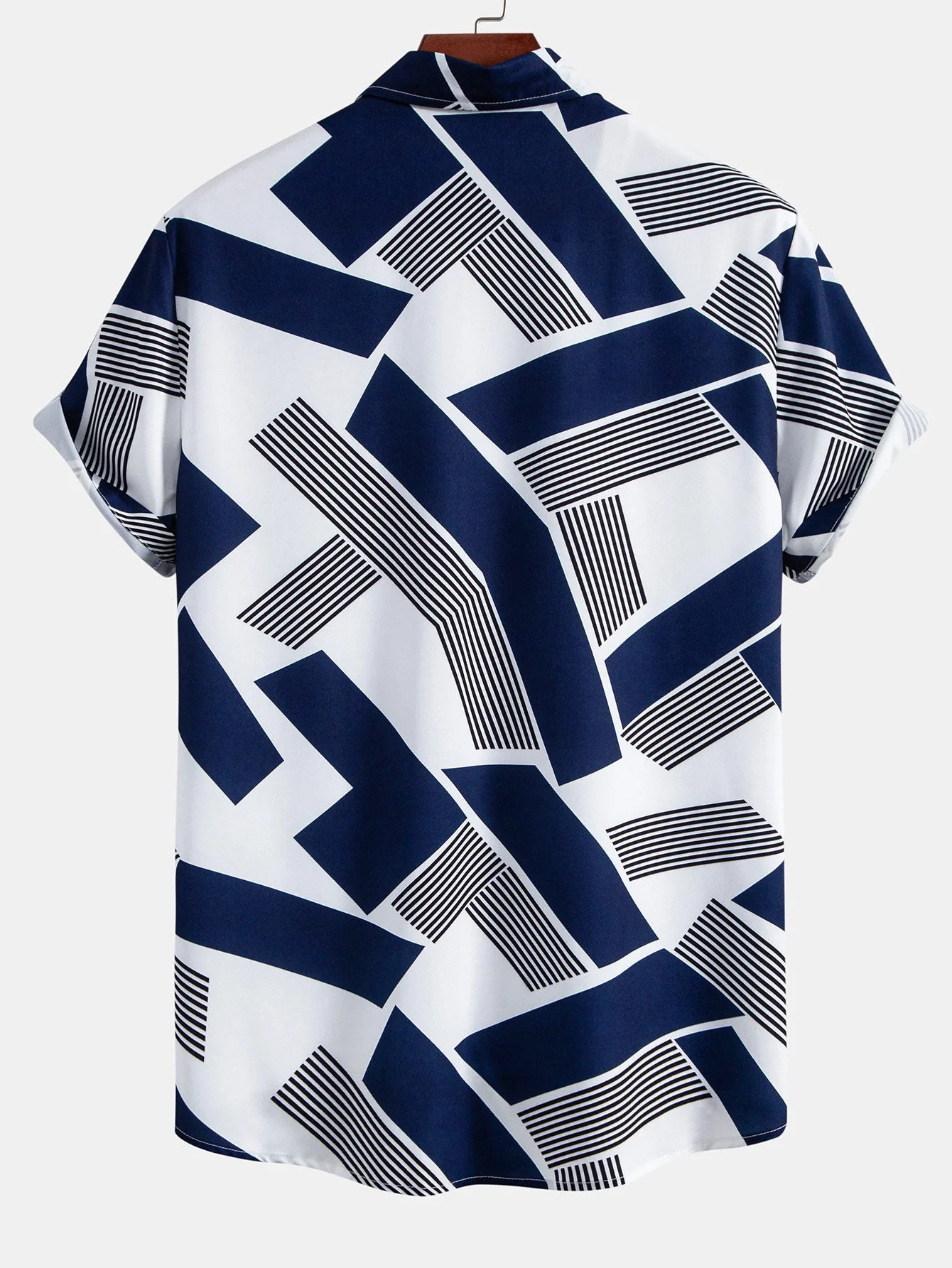 Rubén® | Color Block Geometry Print Button Up Shirt & Swim Shorts - Image 4