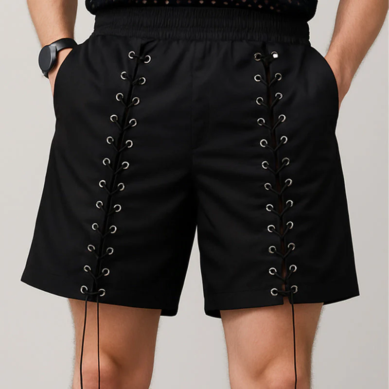 Ruben | Men'S Summer Fashion Casual Black Lace-Up Shorts - Image 2