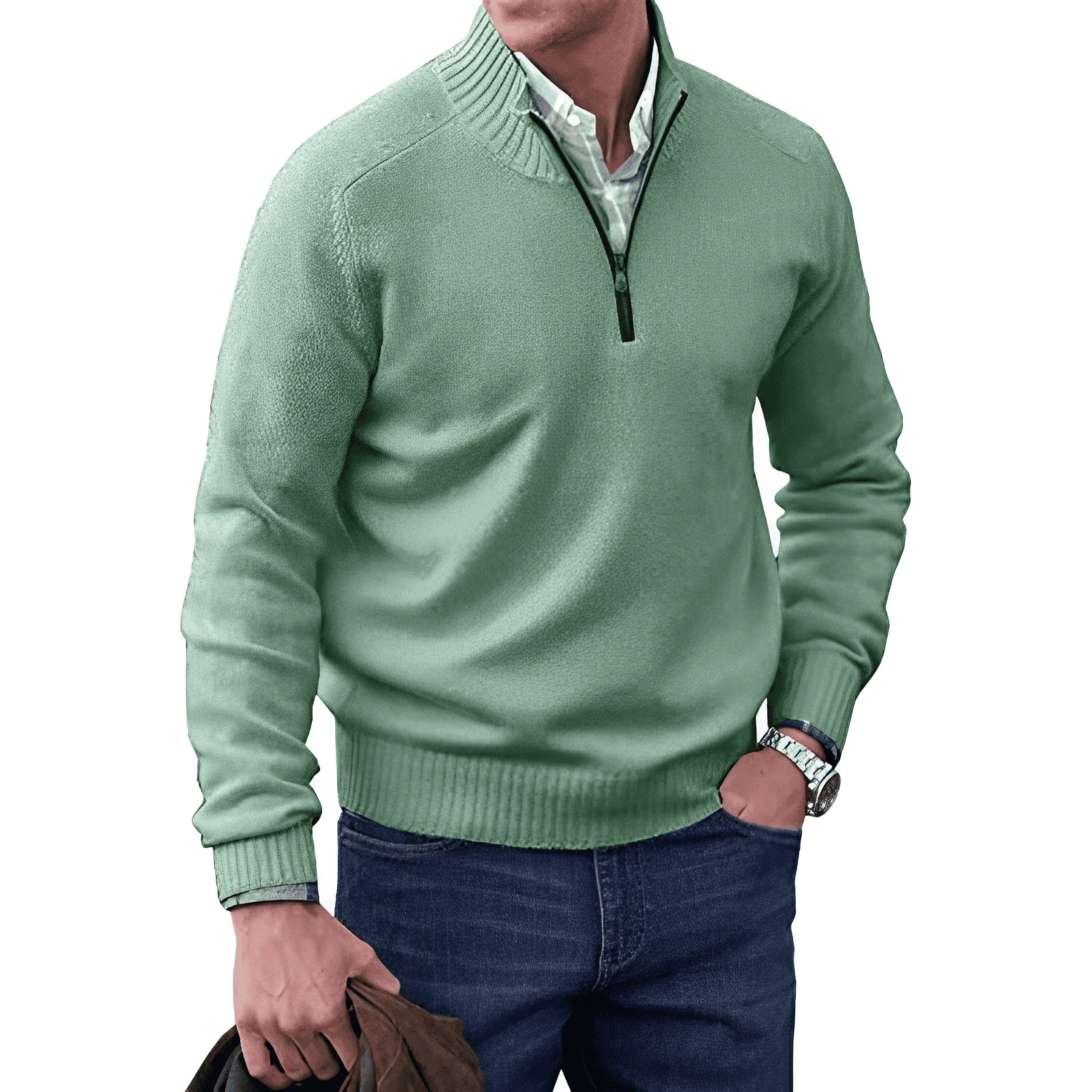 Russell® | Zip-Up Pullover In Chunky Cashmere - Image 9