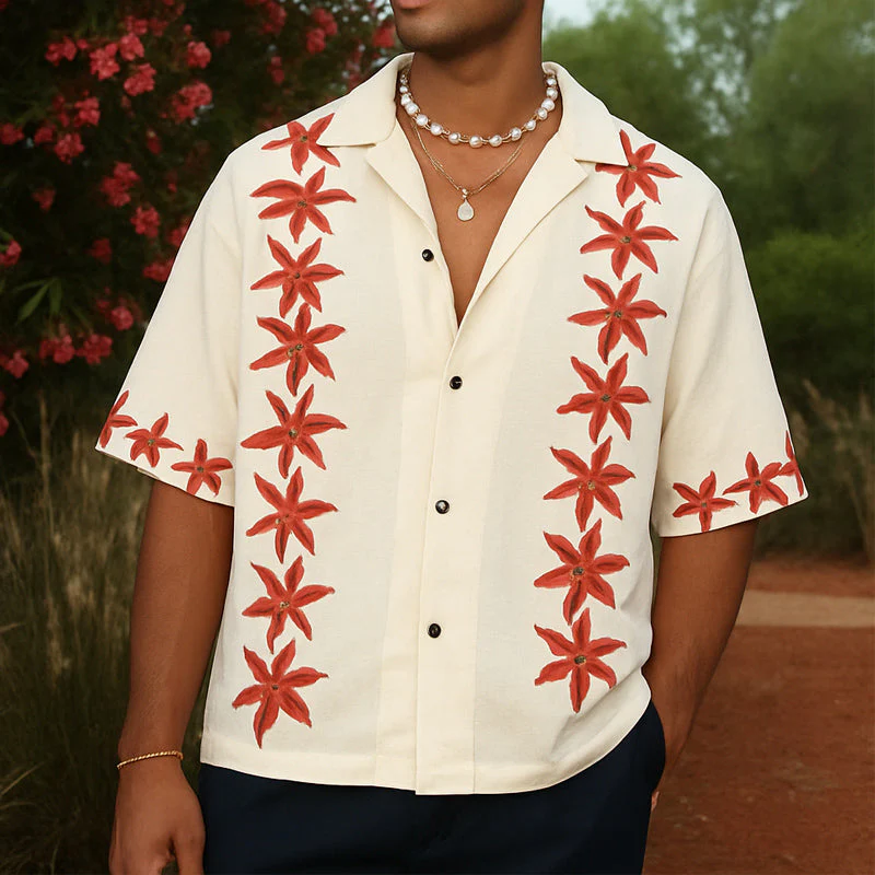Russell | Men'S Summer Casual Loose Printed Short Sleeve Shirt - Image 2
