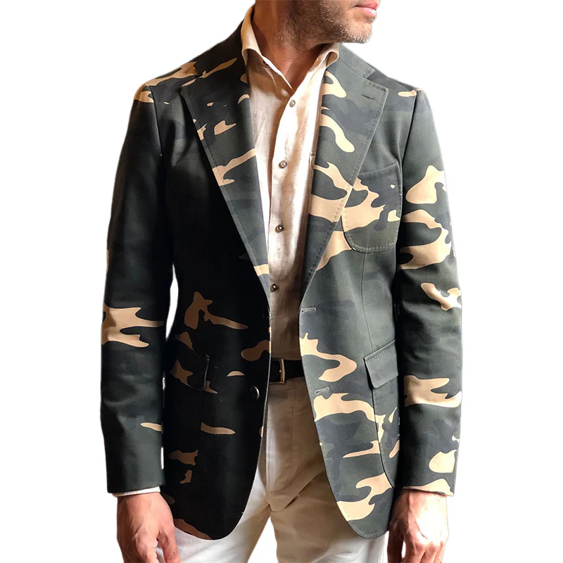 Rusty | Men'S Spring And Autumn Classic Camouflage Two-Button Blazer