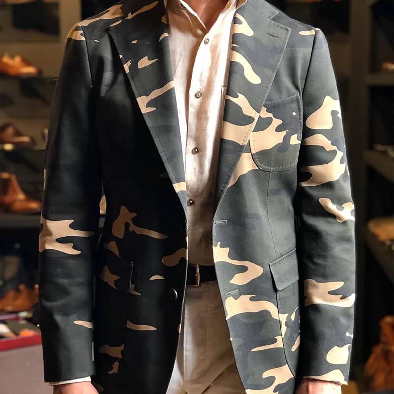 Rusty | Men'S Spring And Autumn Classic Camouflage Two-Button Blazer - Image 2