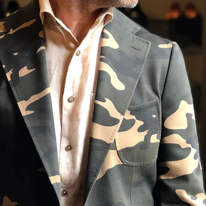 Rusty | Men'S Spring And Autumn Classic Camouflage Two-Button Blazer - Image 3