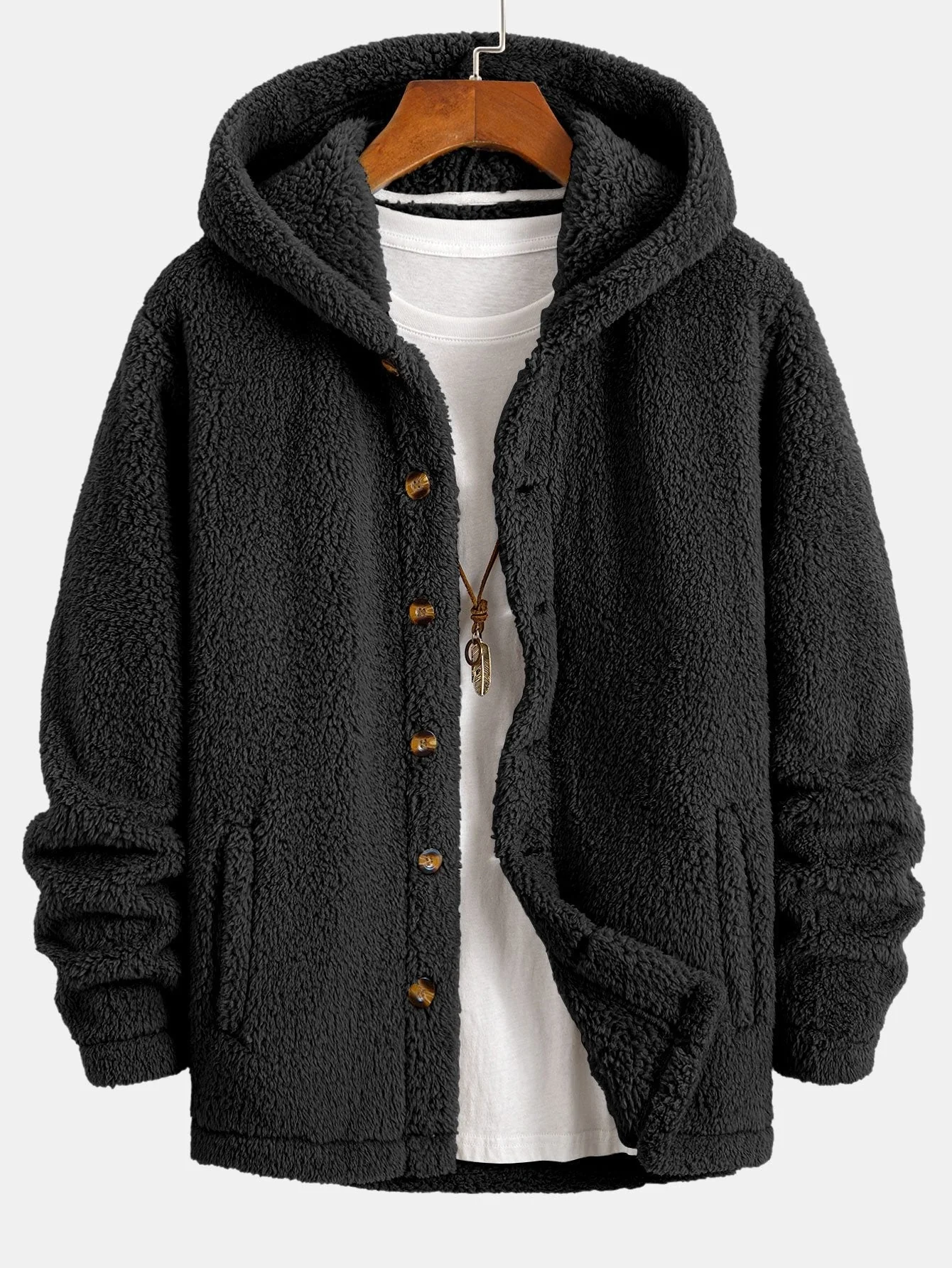 Ryder | Teddy Fleece Button Up Hooded Coat - Image 5
