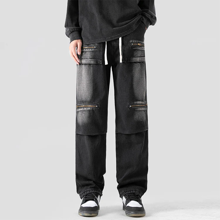Sal® | Washed Cargo Denim Pants - Image 2