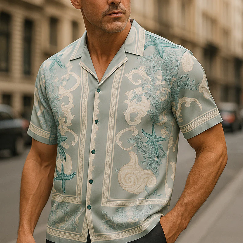Sam | Men'S Summer Fashion Cool Satin Printed Short Sleeve Shirt - Image 2
