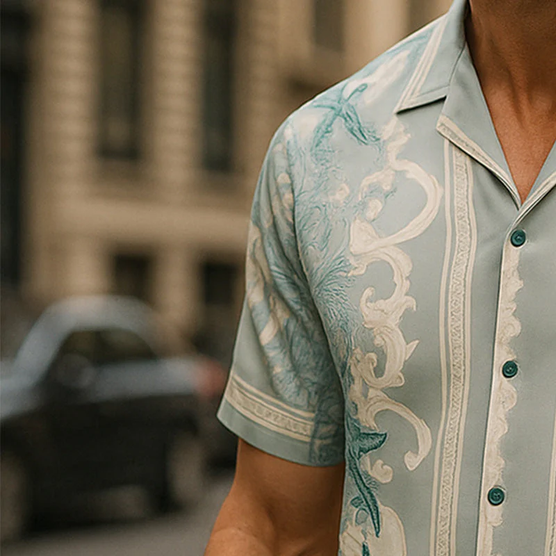 Sam | Men'S Summer Fashion Cool Satin Printed Short Sleeve Shirt - Image 3