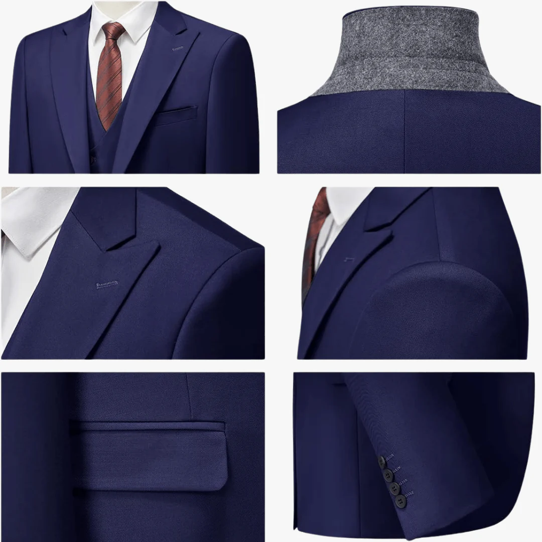 Sami® | Men's 3 Piece Slim Fit Suit – Blazer, Waistcoat, Trousers - Image 10
