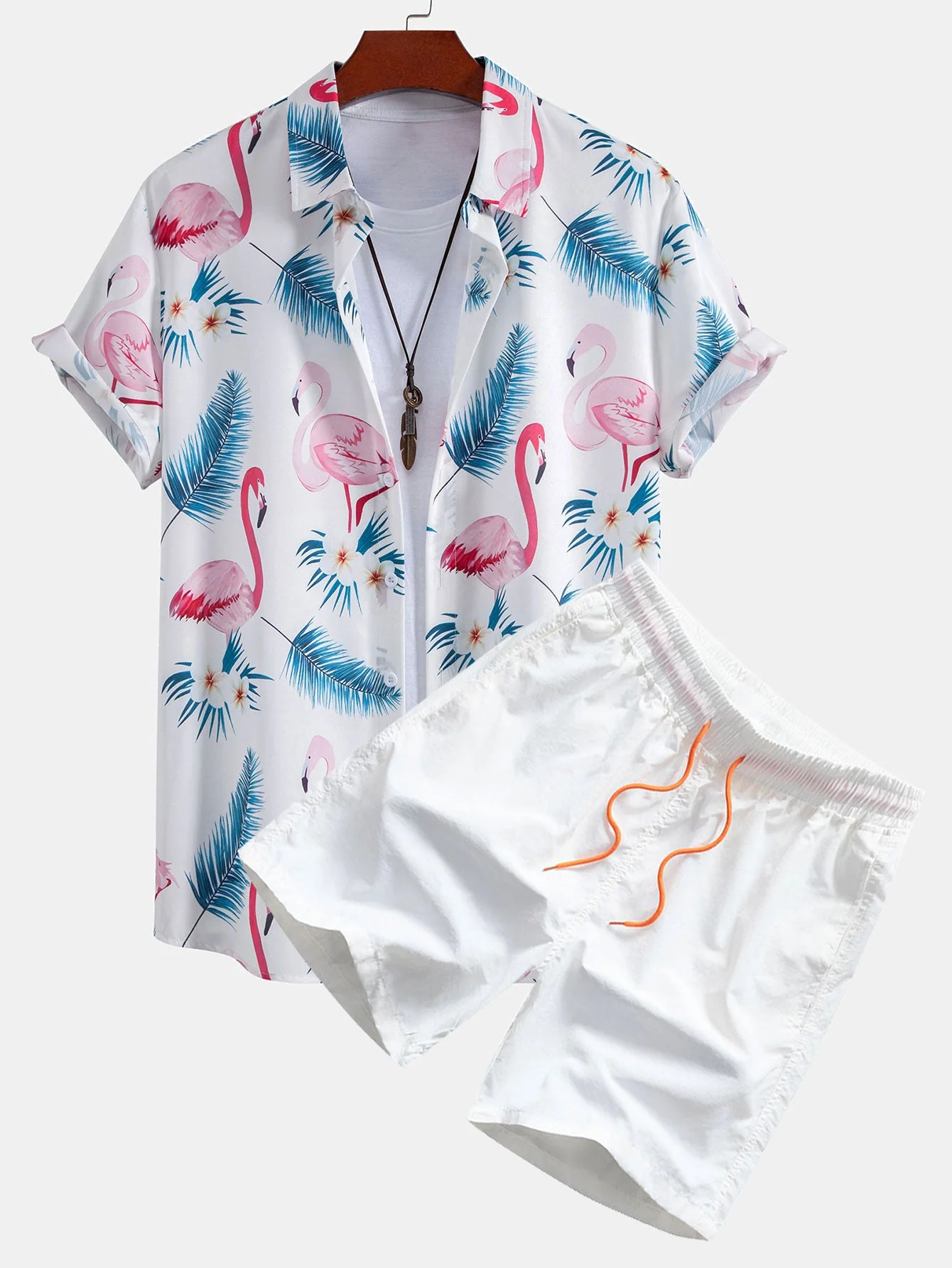 Samuel® | Flamingo Leaf Print Button Up Shirt & Swim Shorts - Image 2