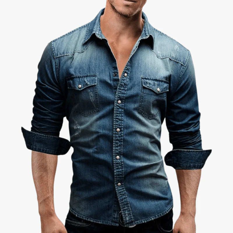 Samuel | Men's Slim Fit Denim Shirt – Casual Edge - Image 2
