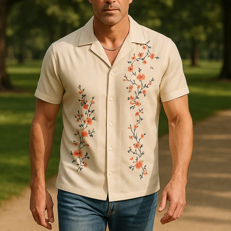 Samuel | Men'S Summer Casual Linen Printed Short Sleeve Shirt - Image 2