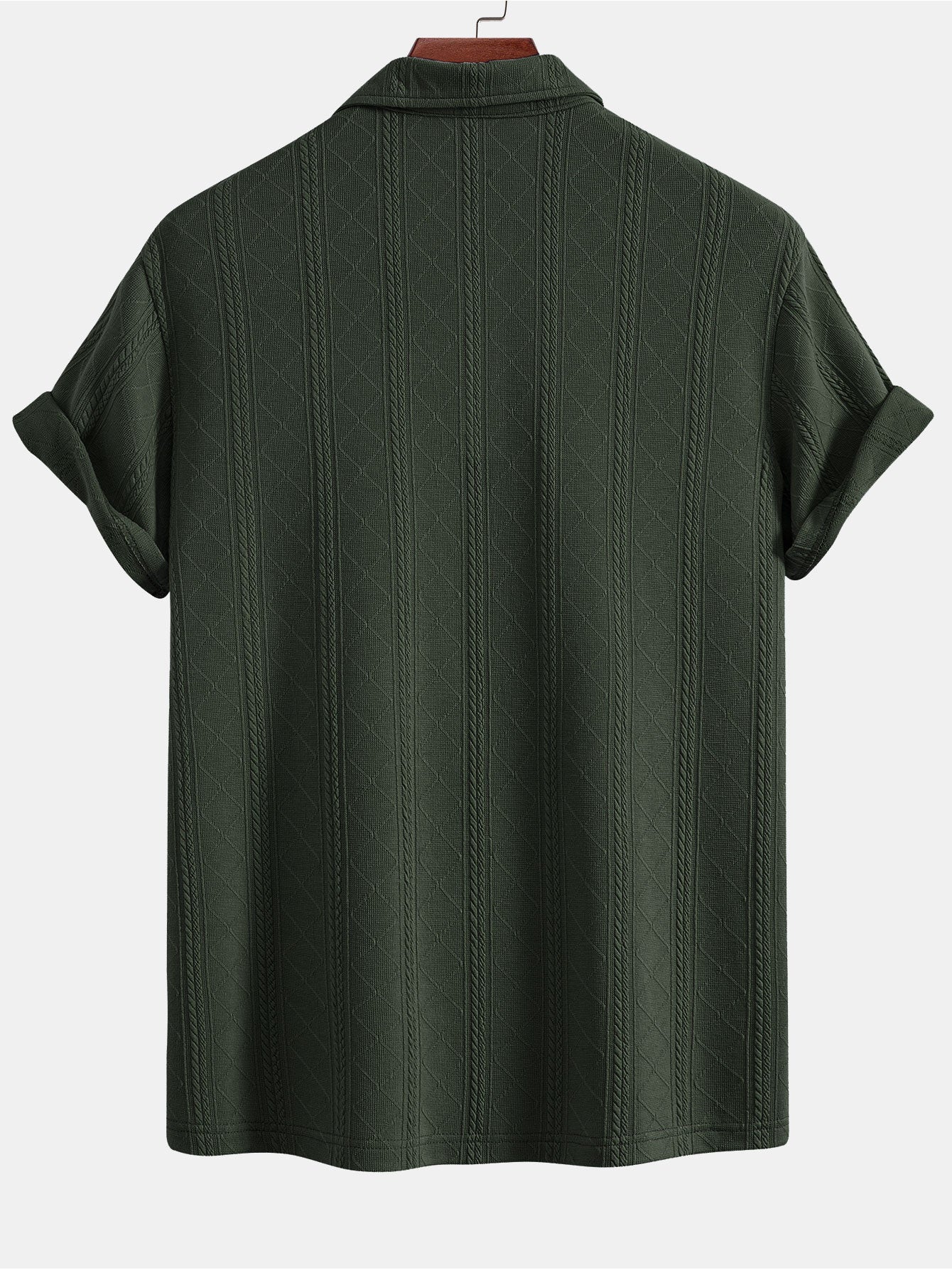 Samuel | Rhombus Geometric Texture Knit Polo Shirt - Image 4