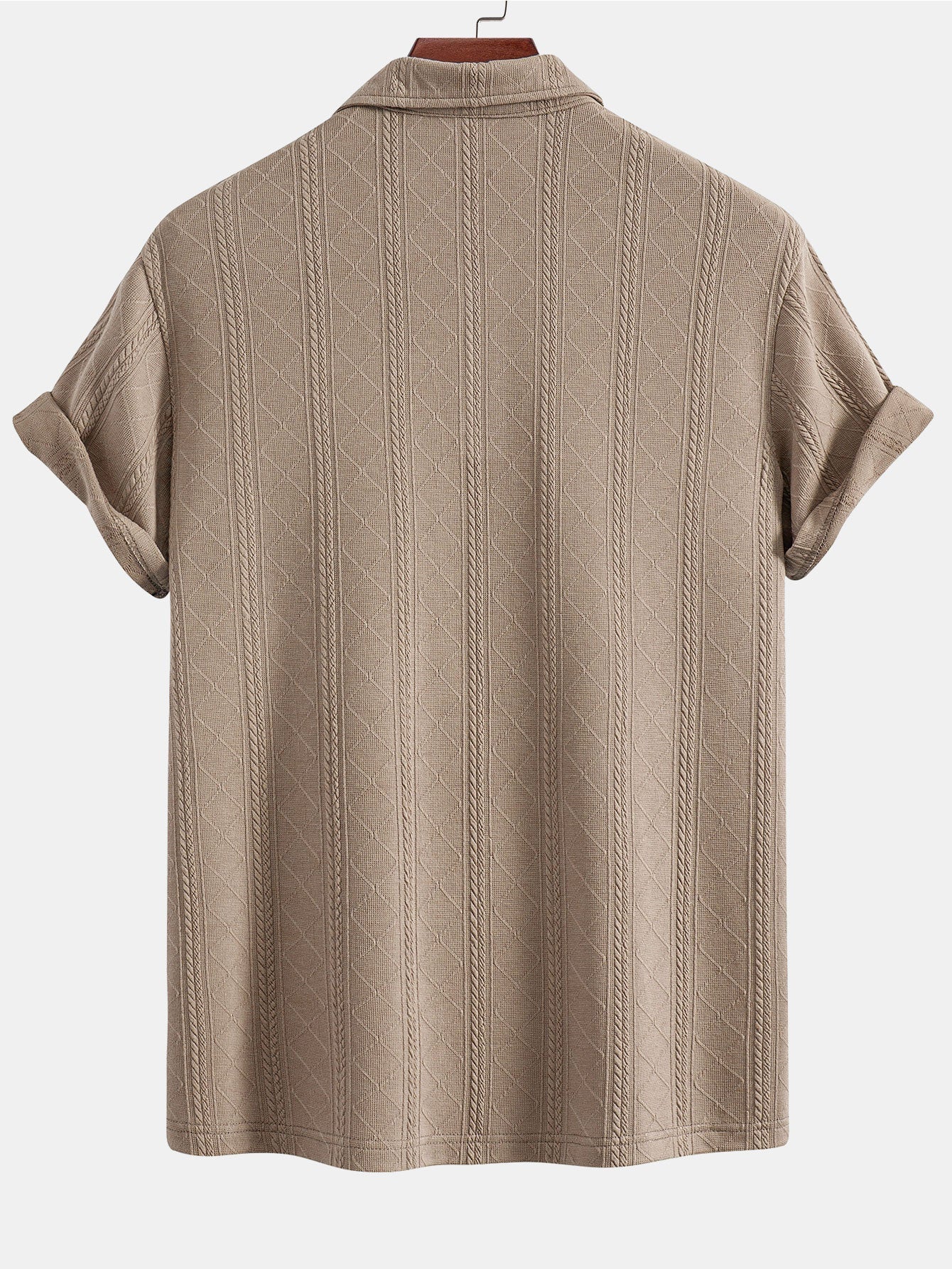 Samuel | Rhombus Geometric Texture Knit Polo Shirt - Image 6