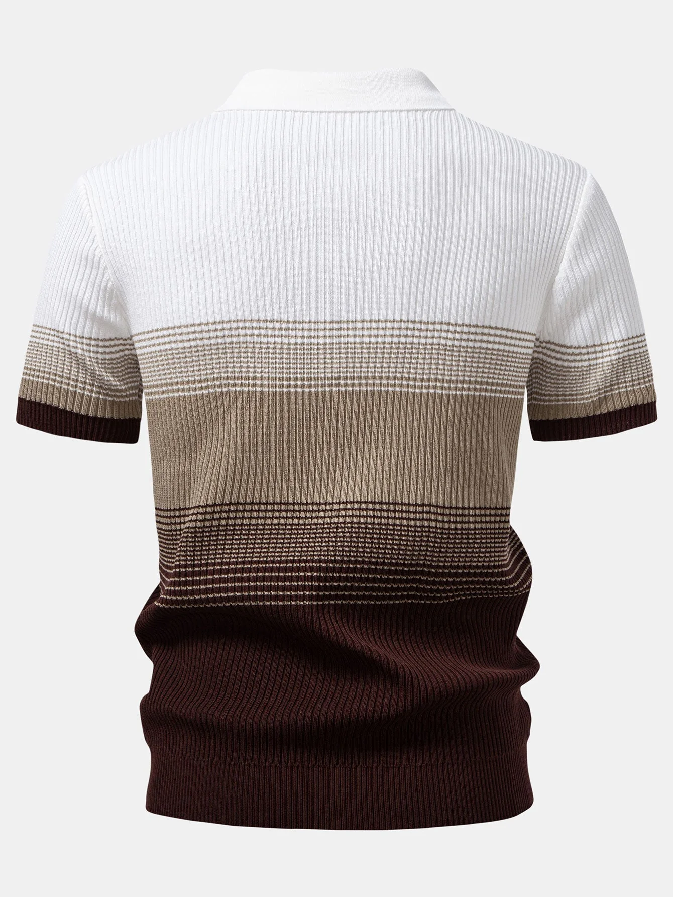 Samuel | Striped Gradient Knitted Polo Shirt - Image 11